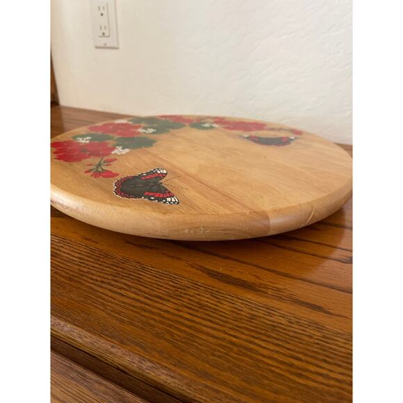 Hand painted butterfly floral design, Lazy Susan - Picture 2 of 4